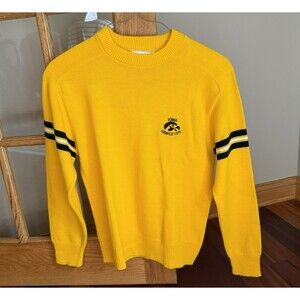 Vintage wRightway Mens Yellow Iowa Hawkeyes Sweater Pullover Preppy Retro Sz L